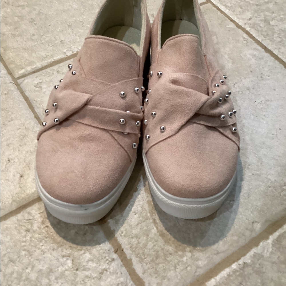 Skechers Pink and Silver Sneakers with Platform Sole